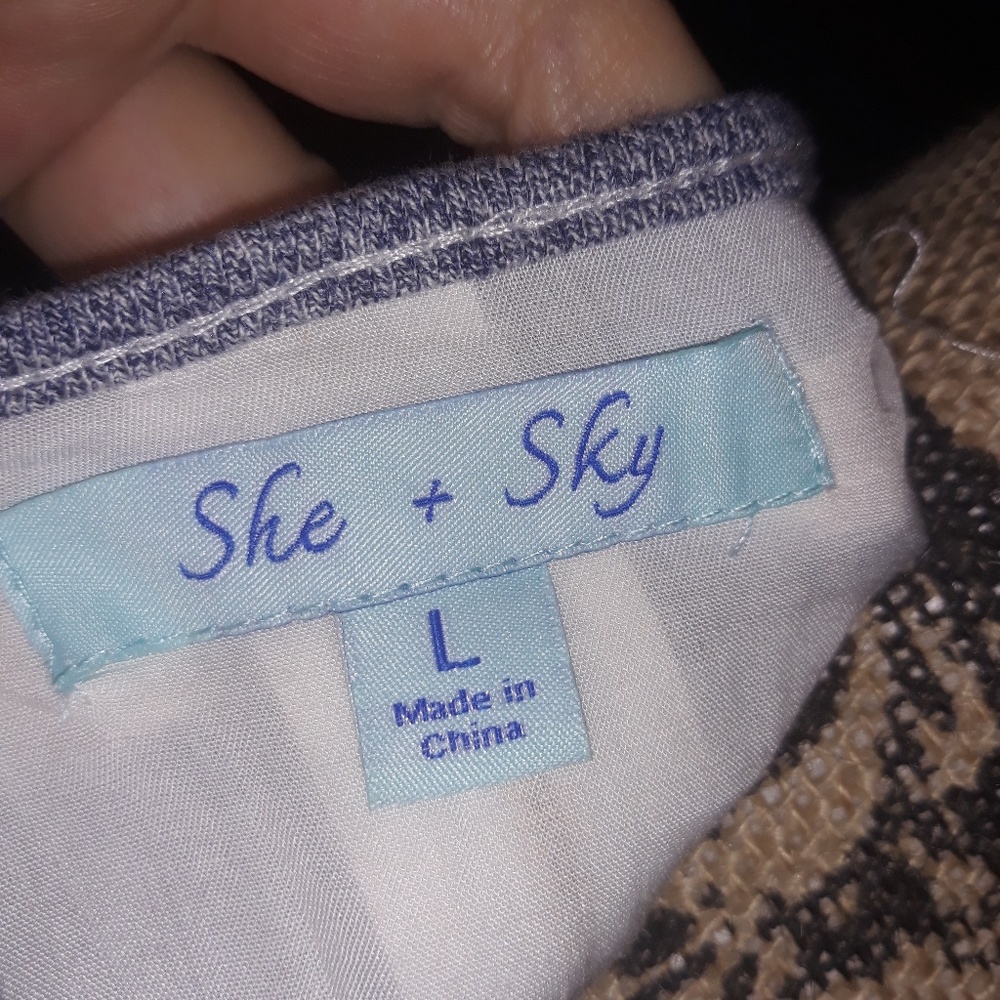 Nwot She + Sky blue and white top - Picture 3 of 3